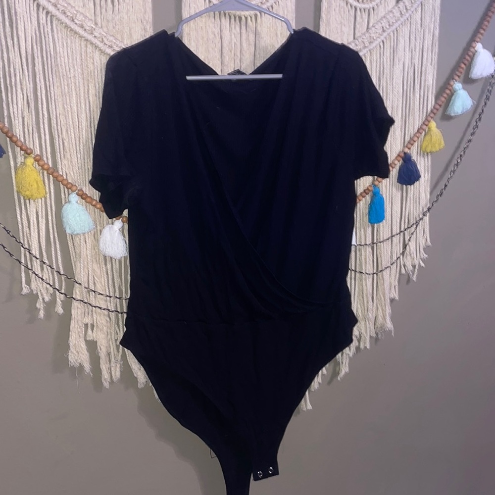 Plus Black Ribbed Body Suit